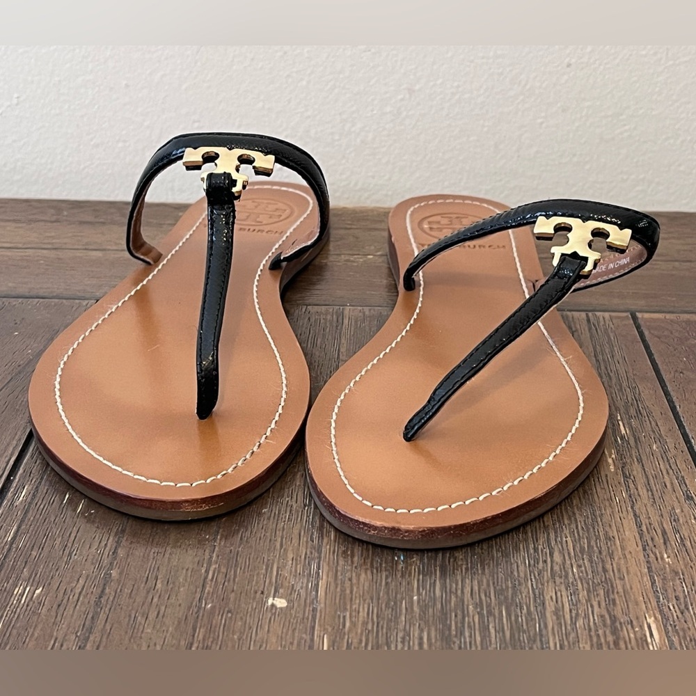 Tory Burch Sandals Black Patent Leather Womens size 6 - Picture 4 of 9